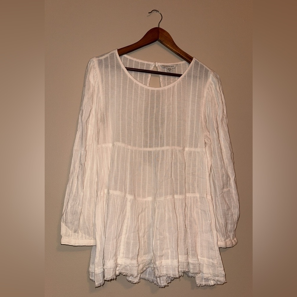 American Eagle Women's Flowy White Blouse